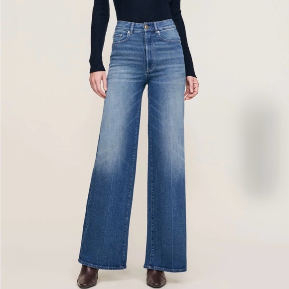 DL1961 Denim - DL1961 Hepburn Wide Leg 32” Blue Jeans High Rise Orlena Wash Stretch Size 26